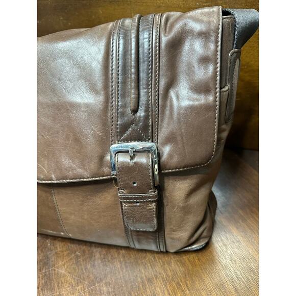 Fossil Brown Leather Crossbody Messenger Laptop Bag Academia Twee Neutral Grunge - Picture 10 of 16